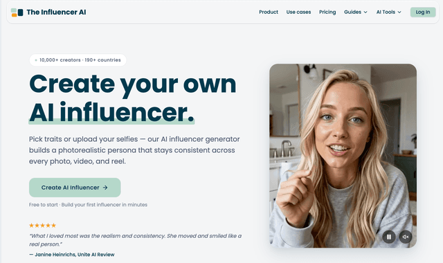 The Influencer AI: Create photo and video content in minutes