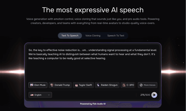Fish Audio :The most expressive AI speech