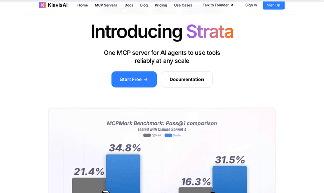 Klavis AI :One MCP server for AI agents to use tools reliably at any scale