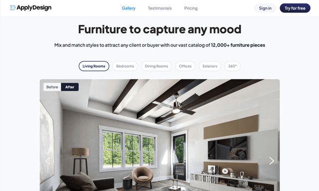 Apply Design AI-powered virtual staging without limits