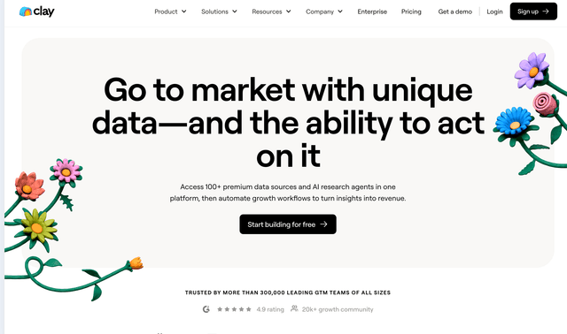 Clay is a go-to-market (GTM) data and workflow platform