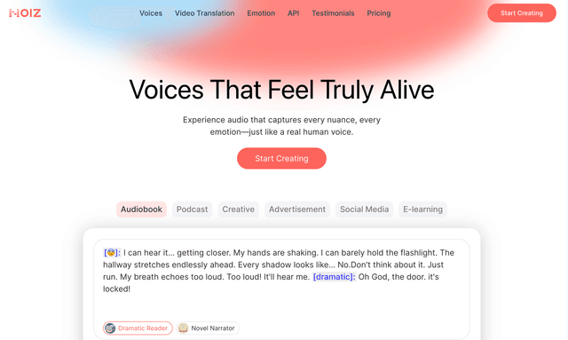 Noiz AI: Experience audio that captures every nuance, every emotion.