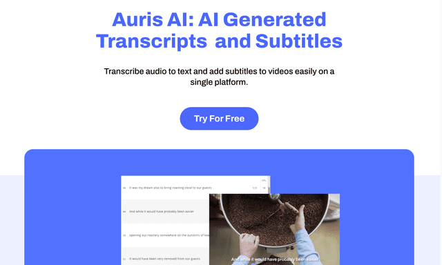 Auris AI Generated Transcripts  and Subtitles