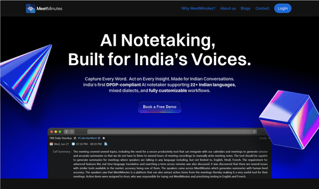 Meet Minutes :AI Notetaking,  Built for India’s Voices.