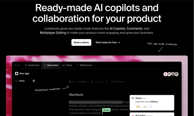 Liveblocks: Ready-made AI copilots and collaboration for your product.