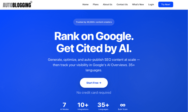 Autoblogging: One-click AI article writer built to rank