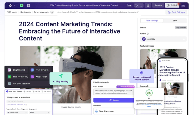 Quick Creator : Best Content Marketing AI