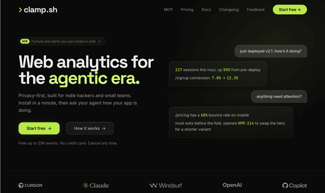 Clamp.sh :Web analytics for the agentic era.