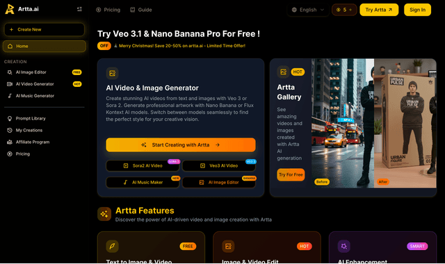 Artta AI: All-in-One AI Creative Platform