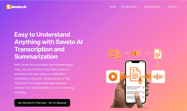 Saveto AI :Easy to Understand Anything with Saveto AI Transcription and Summarization