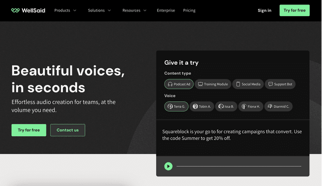 WellSaid is an AI voice platform