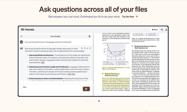Humata: AI meets your knowledge base. Ask questions across all your files.