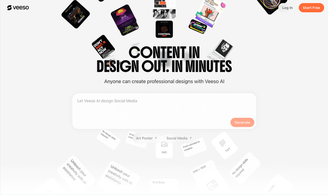 Veeso AI: Content in Design out. In minutes