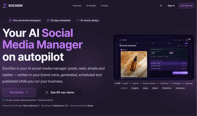 Soci Gen :Create content, videos, and emails with AI trained on your brand