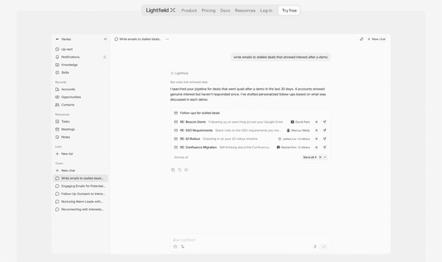 Lightfield is an AI-native CRM that assembles itself from your email, calendar, and meetings.
