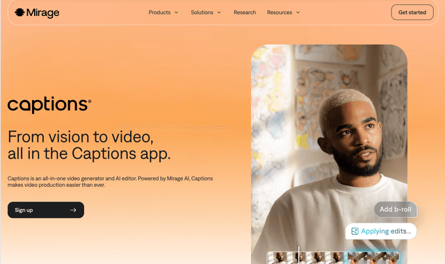 Mirage: From vision to video, all in the Captions app.