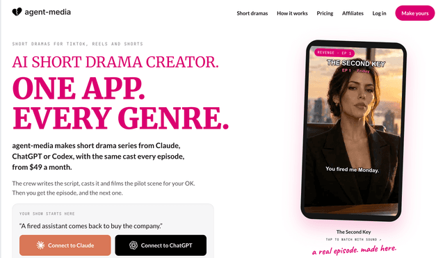Agent Media :Short drama series from Claude, ChatGPT or Codex