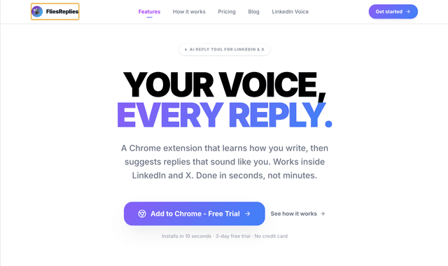 FliesReplies: AI reply in your voice, not AI's for LinkedIn & X