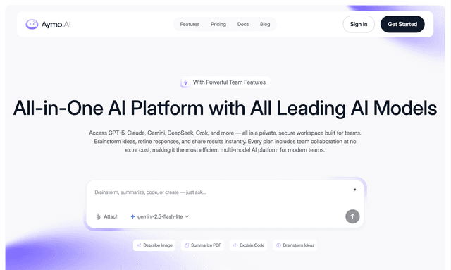 Aymo AI: All-in-One AI Platform with All Leading AI Models