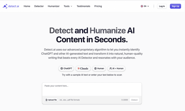 Detect and Humanize AI Content in Seconds.