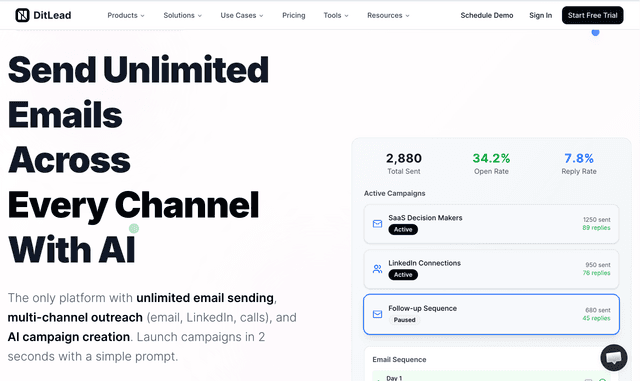 Dit Lead :Automate Cold Email, Linkedin and Call Outreach