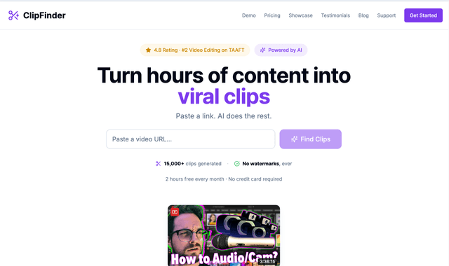 Clipfinder: Turn hours of content into viral clips.