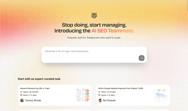 Silverbee AI :Stop doing, start managing. Introducing the AI SEO Teammate.