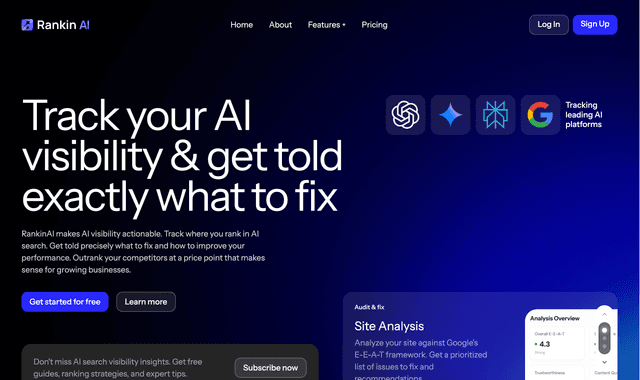 Rankin AI: Track your AI visibility & get told exactly what to fix
