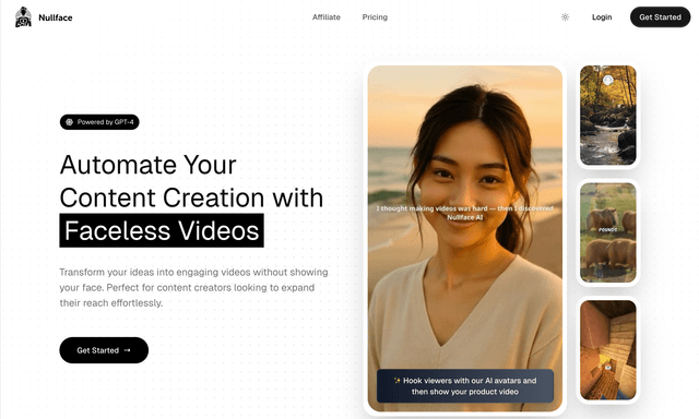 Nullface Automate your content creation with faceless video