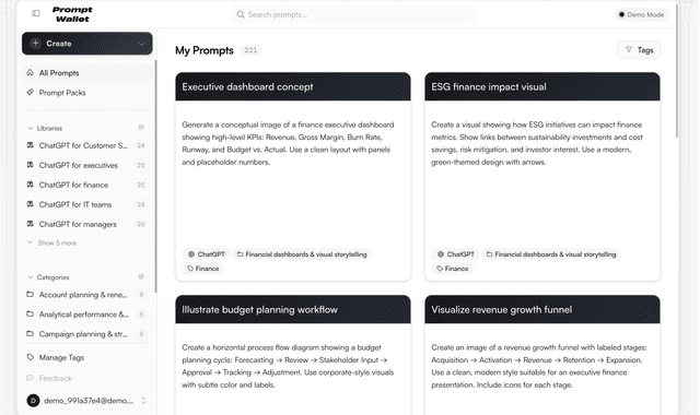 Prompt Wallet helps you save, organize and share your AI prompts with your team.