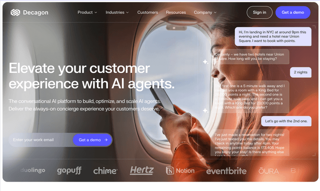Decagon :Elevate your customer experience with AI agents.