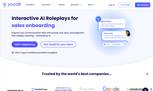 Yoodli is an AI roleplay platform