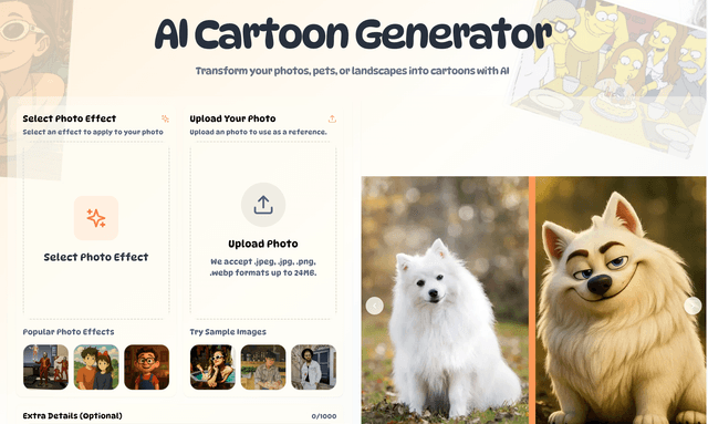 Cartoonize AI: Transform your photos, pets, or landscapes into cartoons with AI