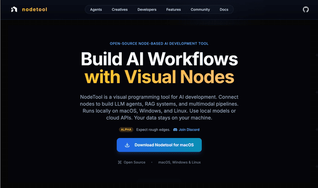 Nodetool AI: Build AI Workflows with Visual Nodes