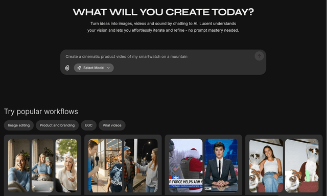 Lucent Chat: Create stunning videos by chatting with the best AI models
