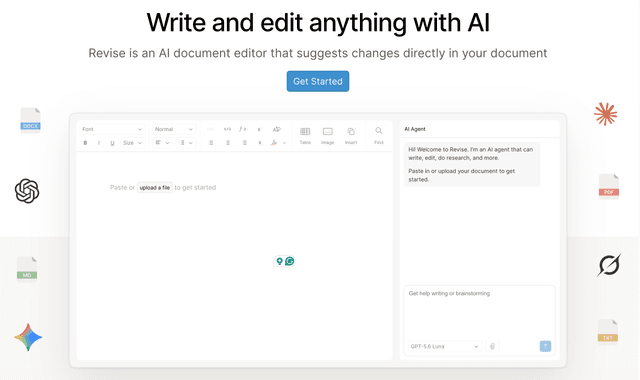 Revise is an AI document editor that suggests changes directly in your document