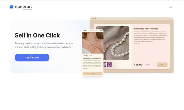 Nano Cart :Turn any product into a shareable checkout link and sell instantly