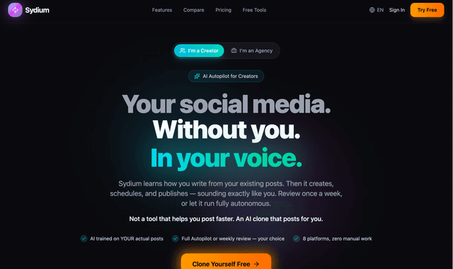 Sydium: Your social media. Without you. In your voice