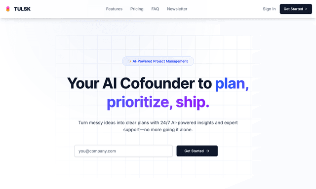 Tulsk: Your AI Cofounder to plan, prioritize, ship.