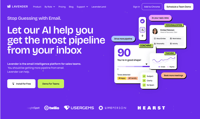 Lavender email intelligence platform for sale teams.