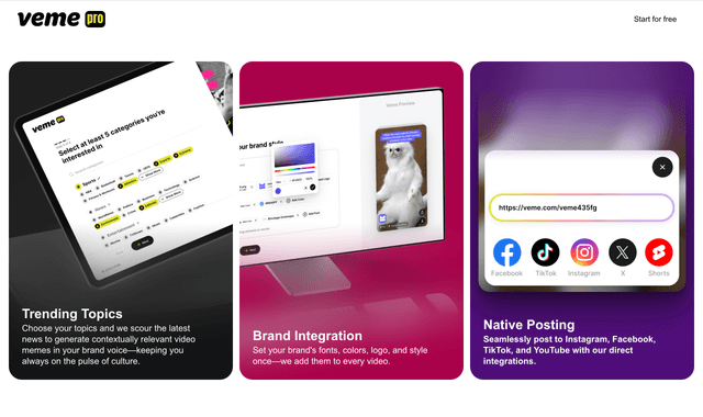 Veme Pro delivers unlimited high-impact video memes in your brand's voice every day