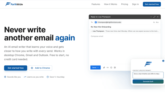 Forth Write :AI email writer that sounds like you.