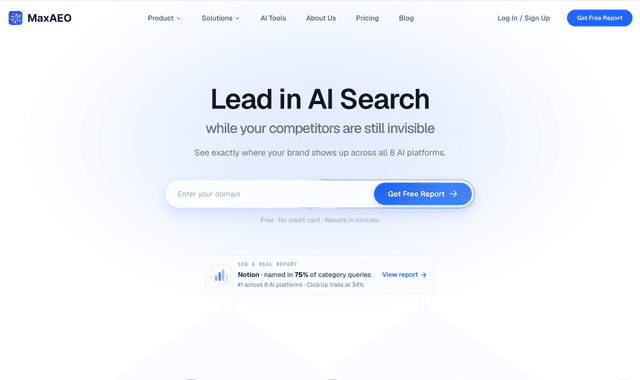 MaxAEO :Lead in AI Search while your competitors are still invisible
