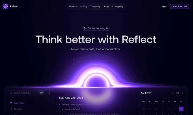 Reflect : Notes with an AI assistant
