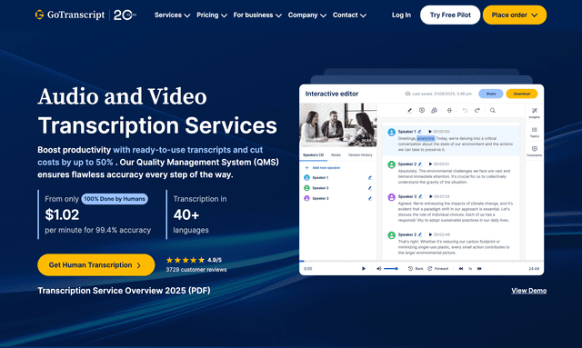 Go Transcript : Audio and Video Transcription Services
