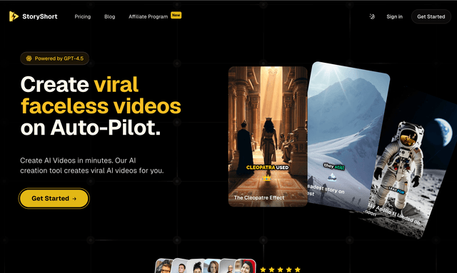 Storyshort Create viral faceless videos on Auto-Pilot.