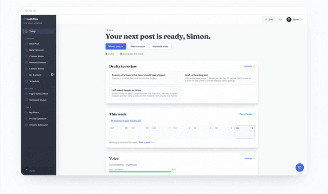 Hook Tide :Voice-aware AI that amplifies your authentic presence.