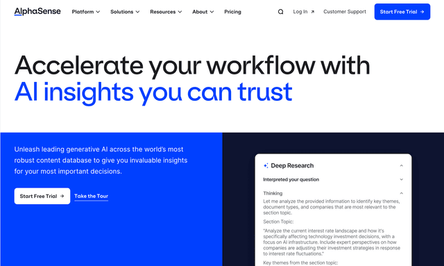 Alpha Sense Accelerate your workflow with  AI insights you can trust