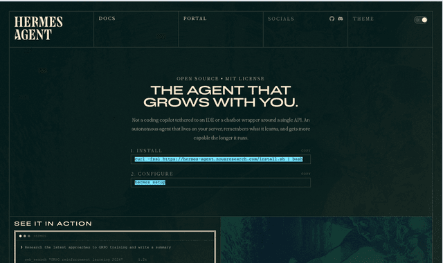 Hermes Agent-nous research :World-class open source AI