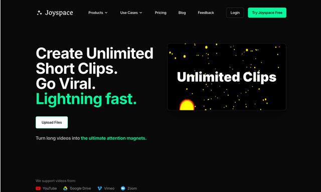 Joyspace AI: Create Unlimited Short Clips. Go Viral. Lightning fast.